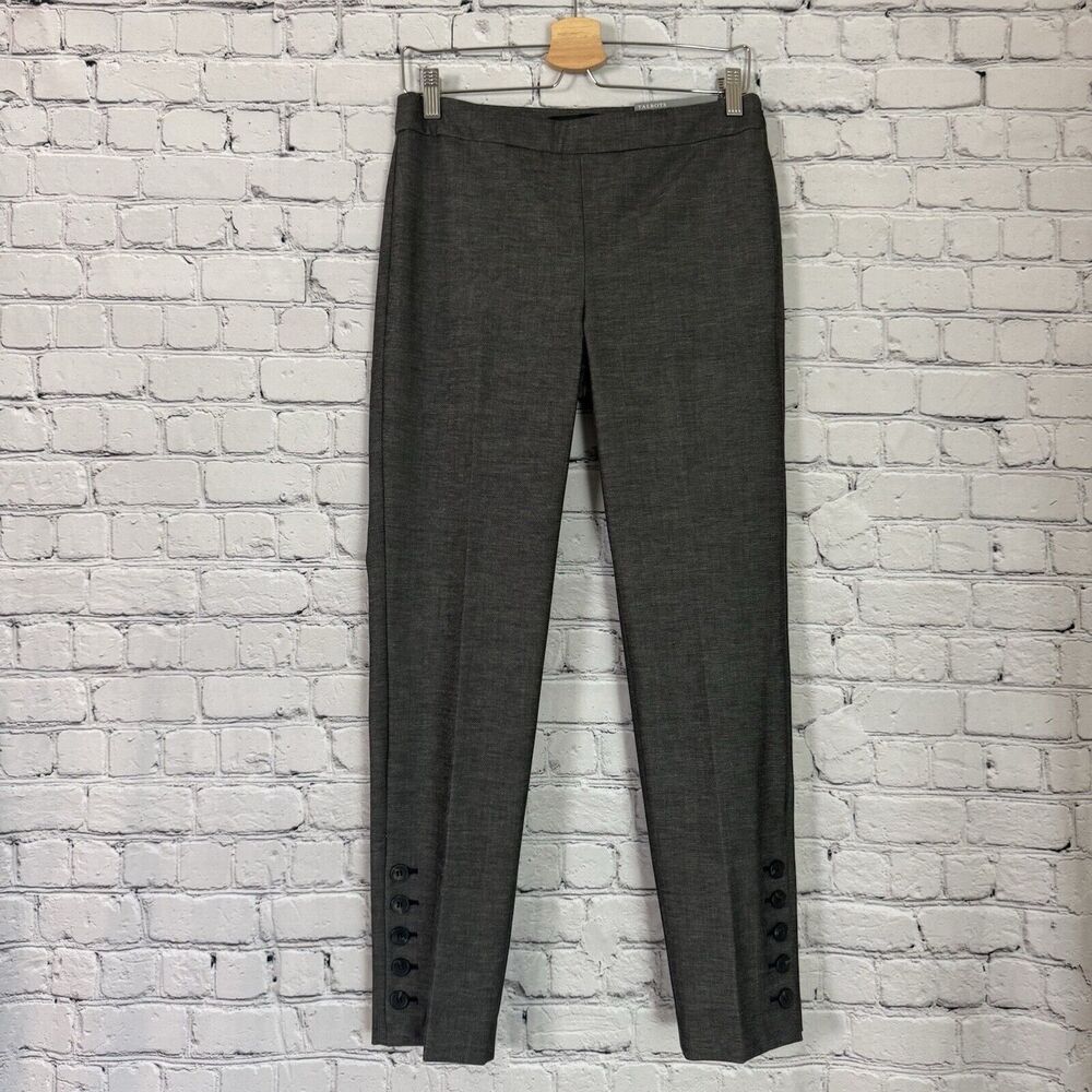 NWT Talbots Chatham Ankle Pants Women Size 4 Gray Slim Leg Hem Buttons Career